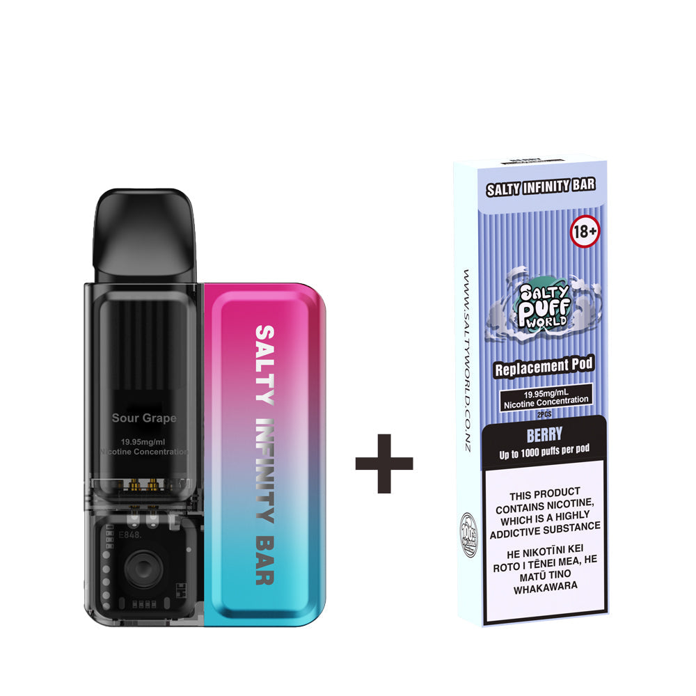 Sour Grape Disposable Vape + 2 x Replacement Pods COMBO