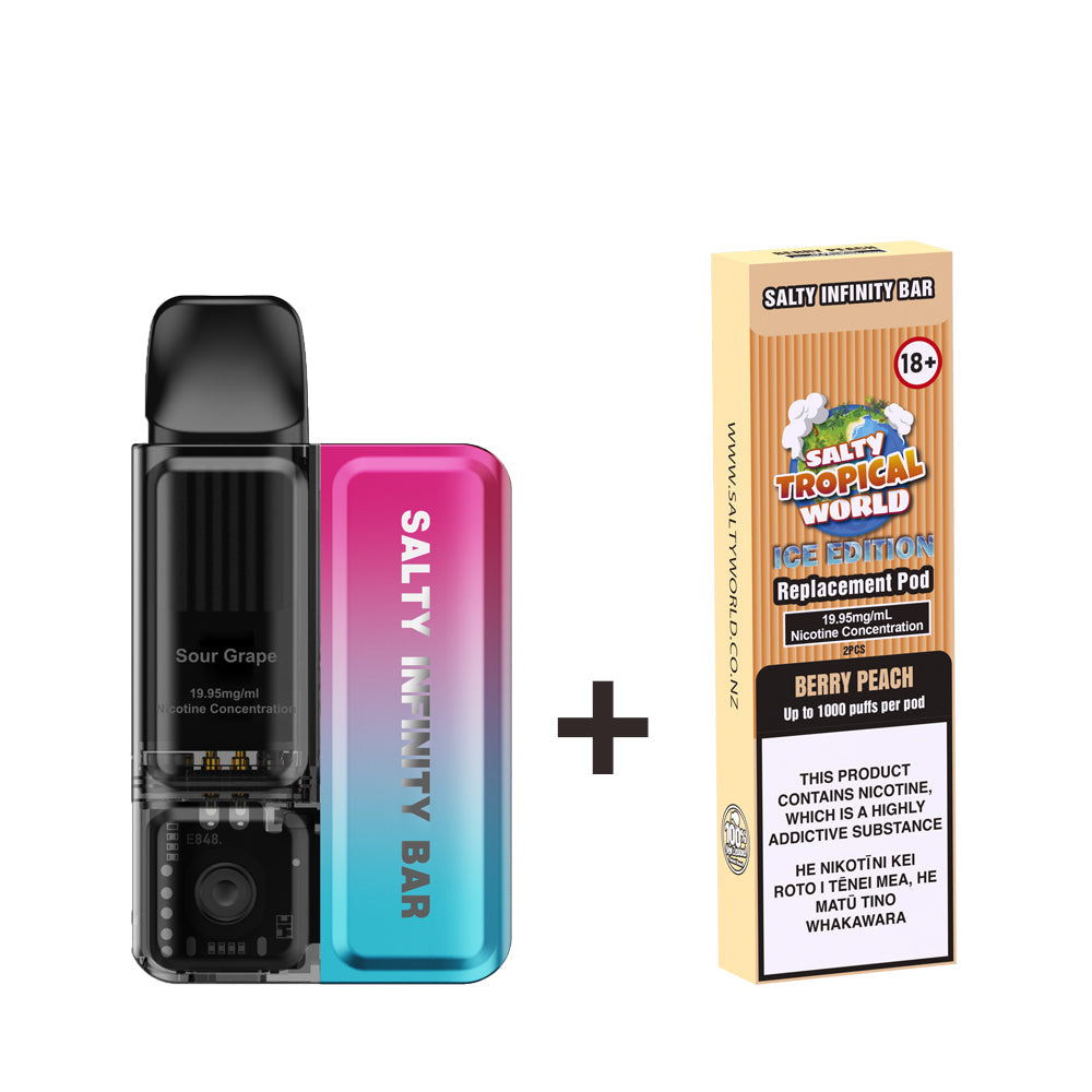 Sour Grape Disposable Vape + 2 x Replacement Pods COMBO